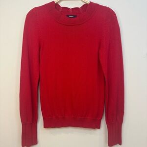EUC Hatley Size XS Alice Sweater Red Lace Knit Collar Cuffs Viscose Cotton